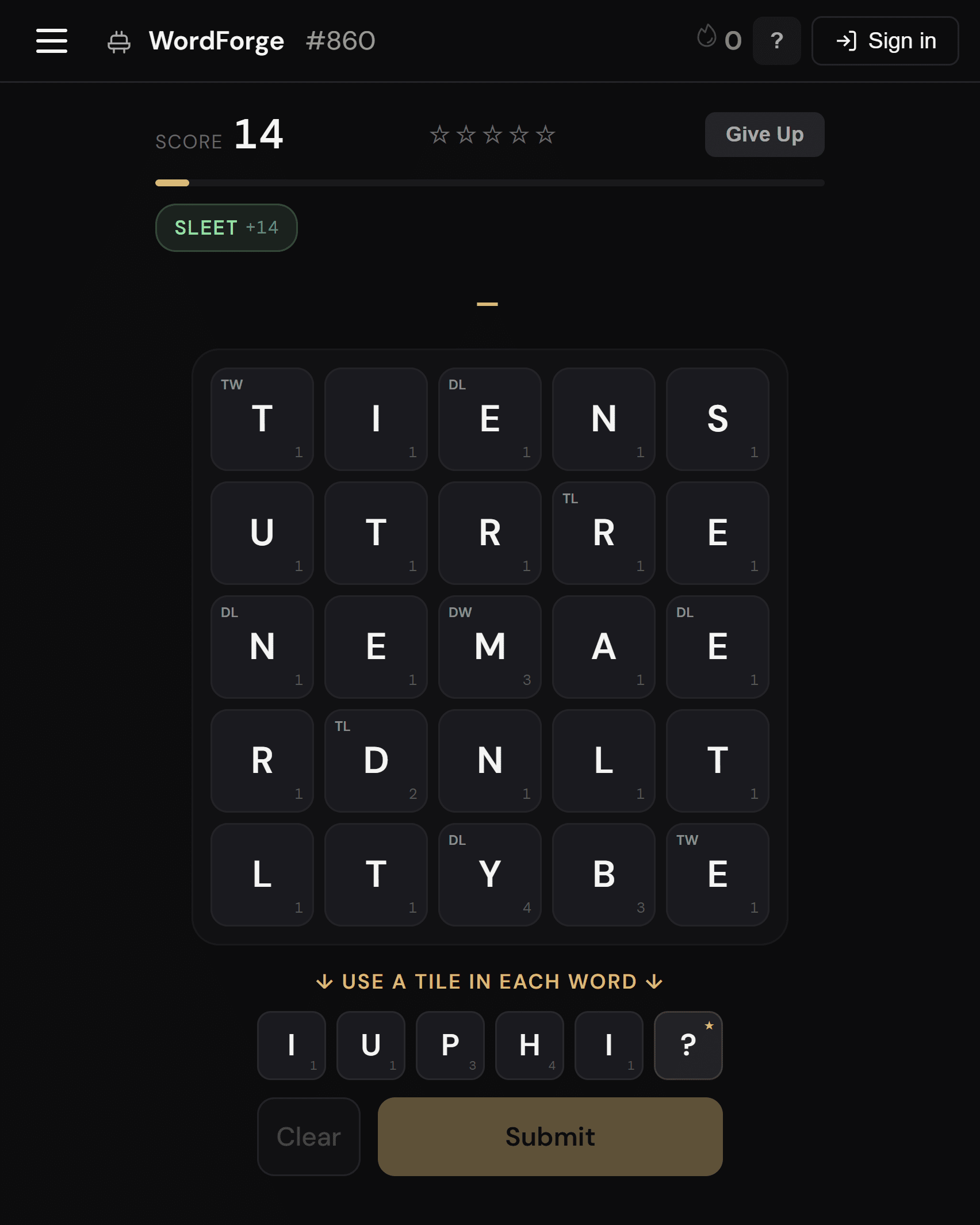 Screenshot of WordForge