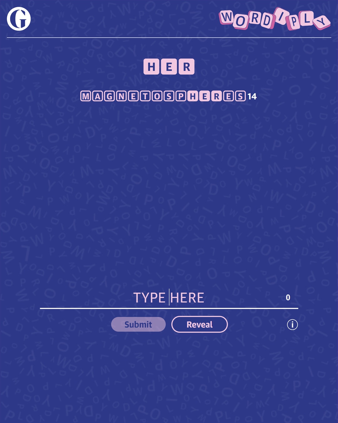 Screenshot of Wordiply