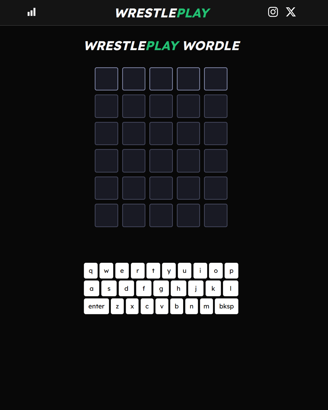 Screenshot of WrestlePlay Wordle