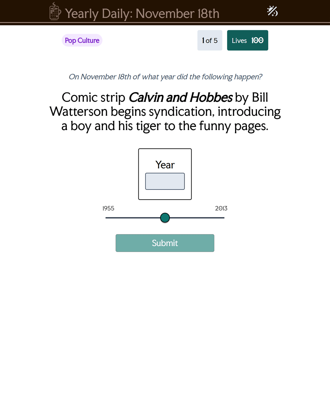 Screenshot of Yearly Daily