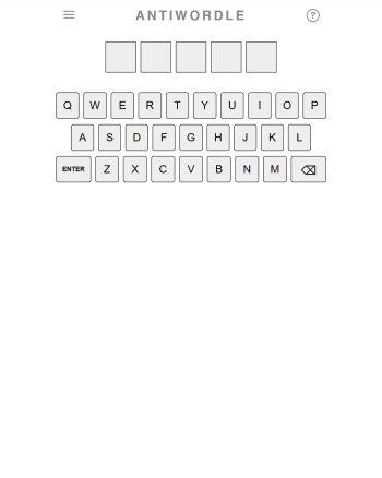 Antiwordle screenshot