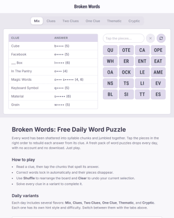 Broken Words screenshot