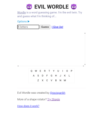 Evil Wordle screenshot