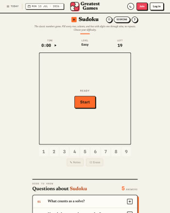 Greatest Games Sudoku screenshot
