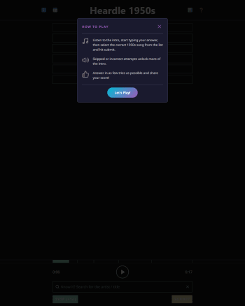 Heardle 1950's screenshot