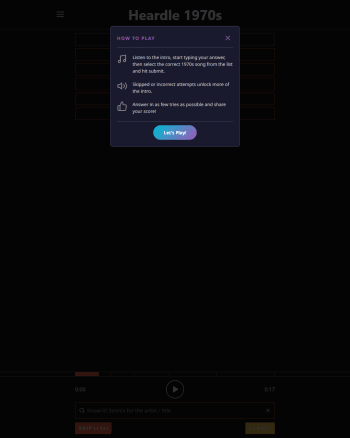 Heardle 1970's screenshot