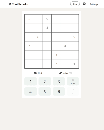 LinkedIn Mini Sudoku screenshot