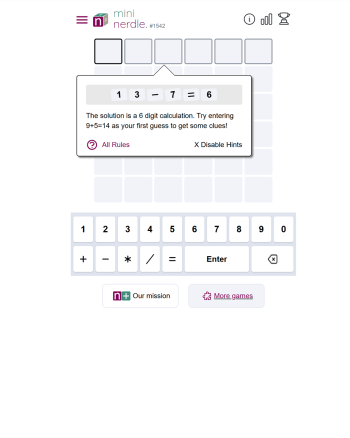 Mini Nerdle screenshot