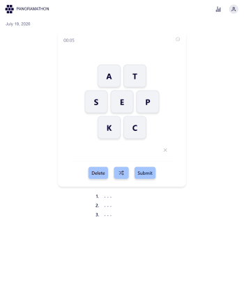 Pangramathon screenshot