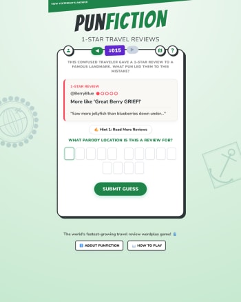 PunFiction: 1-Star Travel Reviews screenshot