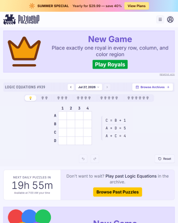 Puzzleship Logic Equations screenshot