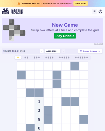 Puzzleship Number Fill-In screenshot