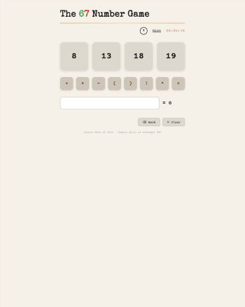 The 67 Number Game screenshot