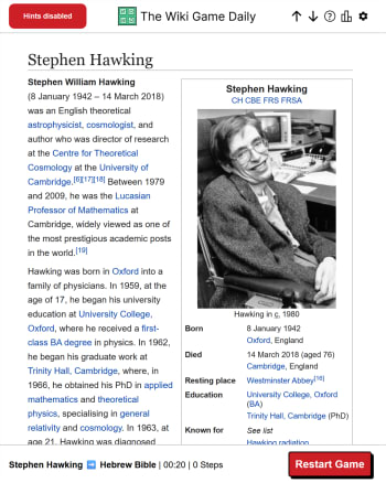 The Wiki Game Daily screenshot