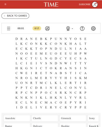 TIME Word Search screenshot