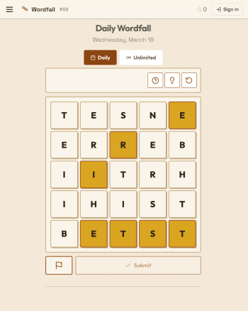 Wordfall screenshot