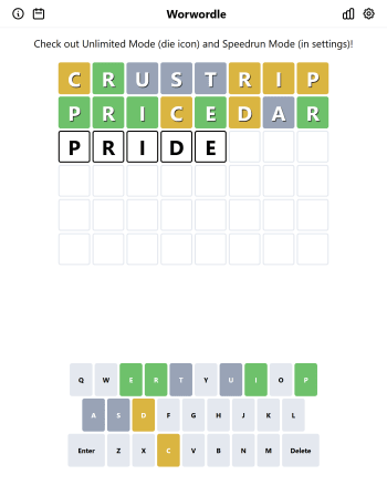 Worwordle screenshot