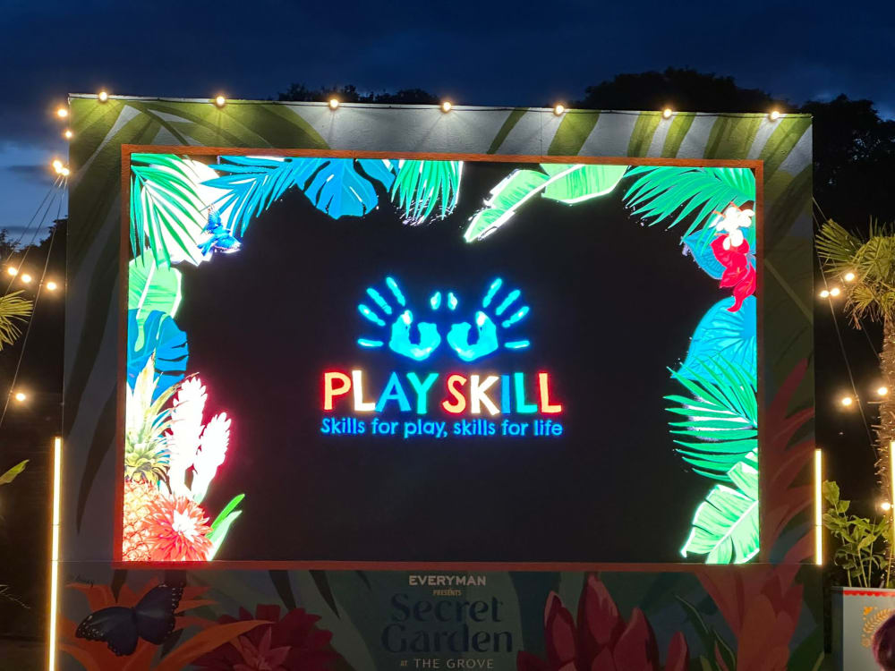 Playskill logo on screen