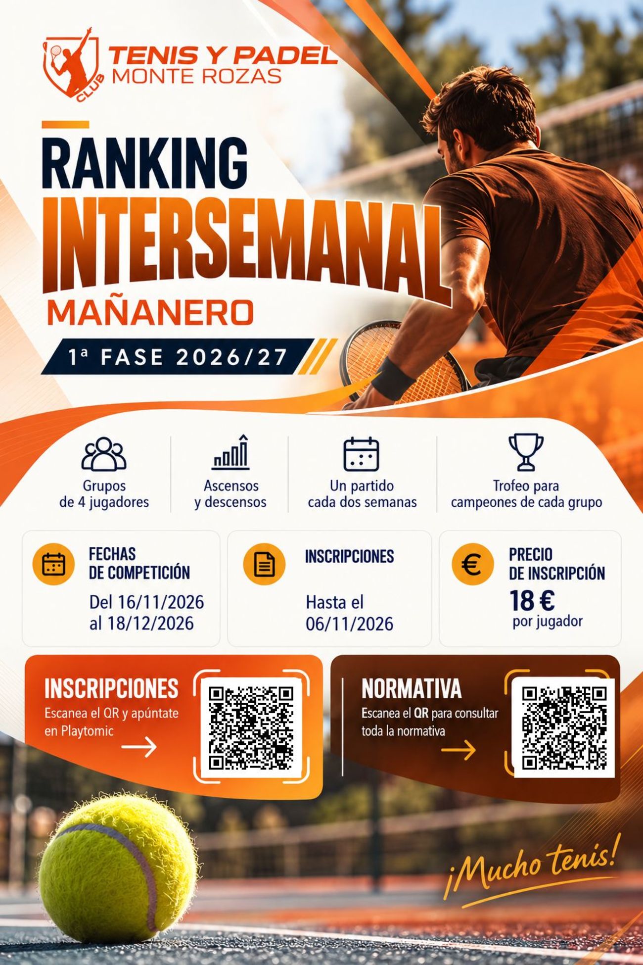 1ª FASE RANKING INTERSEM. MAÑANERO TENIS ABSOLUTO 2026/27