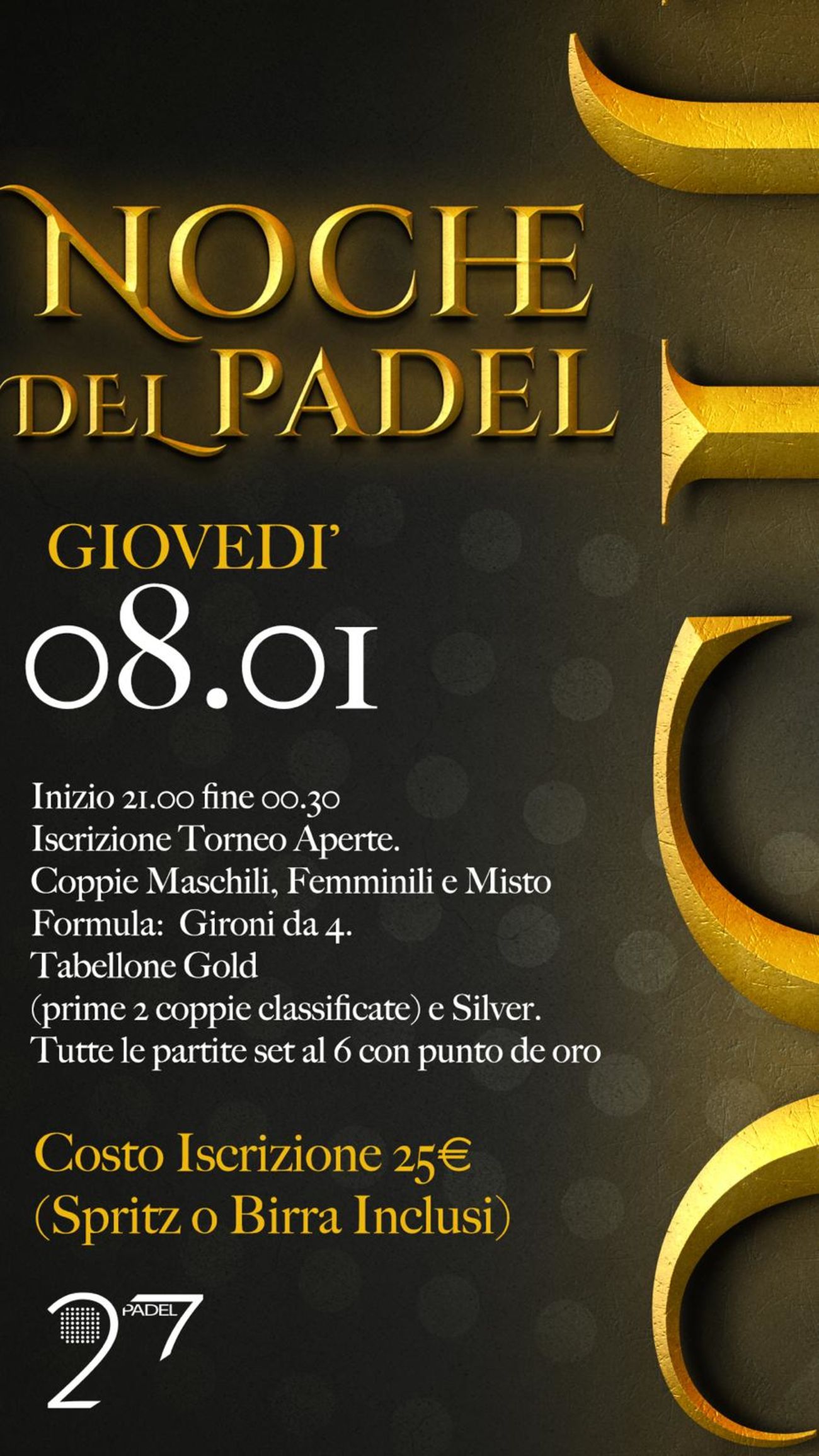 🌜08/01 LA NOCHE DE PADEL🌛