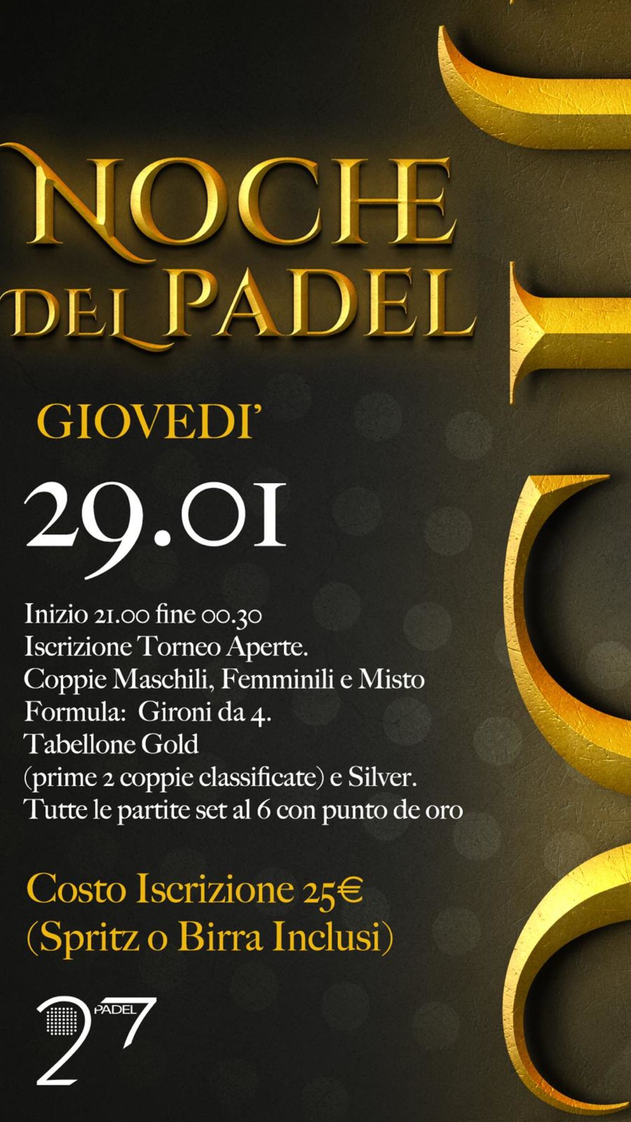 🌜29/01 LA NOCHE DE PADEL🌛