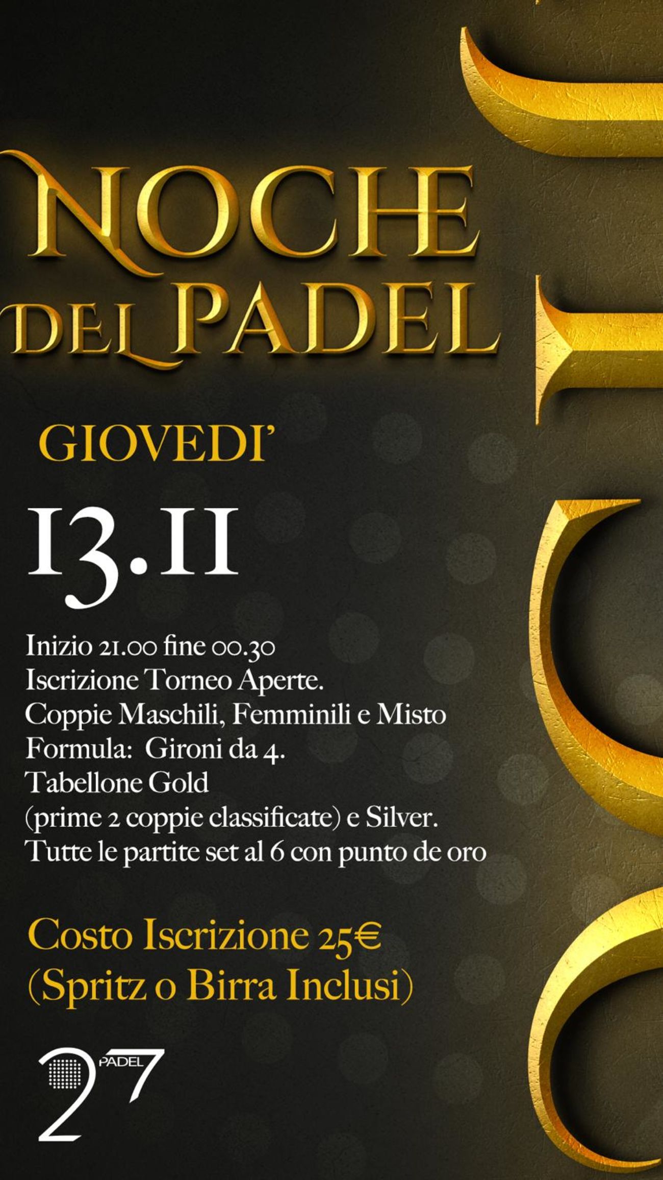 🌜13/11 LA NOCHE DE PADEL🌛