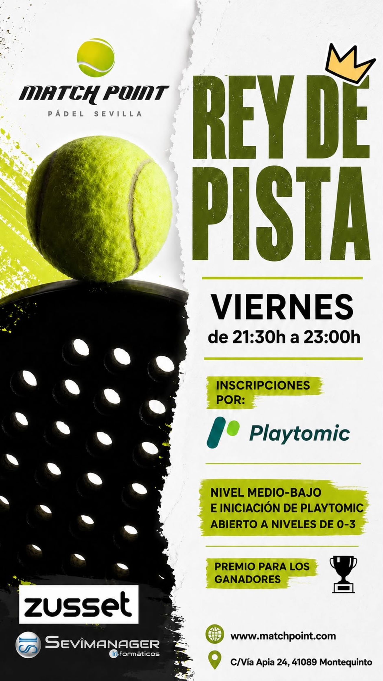 Rey de pista  viernes 21h30. Medio -bajo e iniciacion