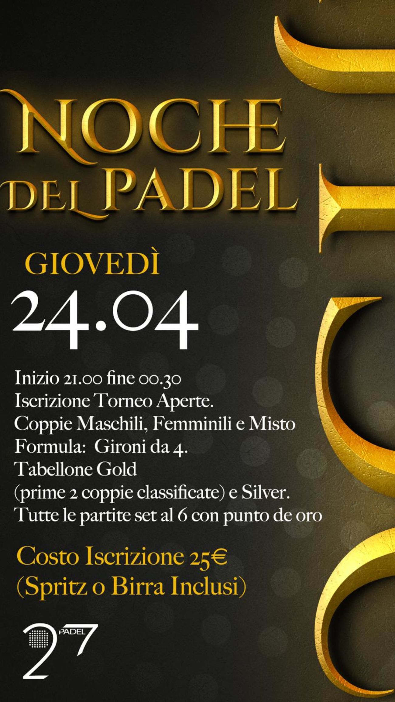 🌜24/04 LA NOCHE DE PADEL🌛