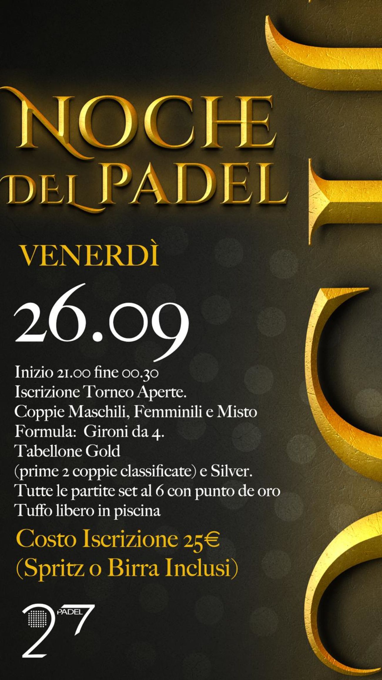 🌜26/09 LA NOCHE DE PADEL🌛
