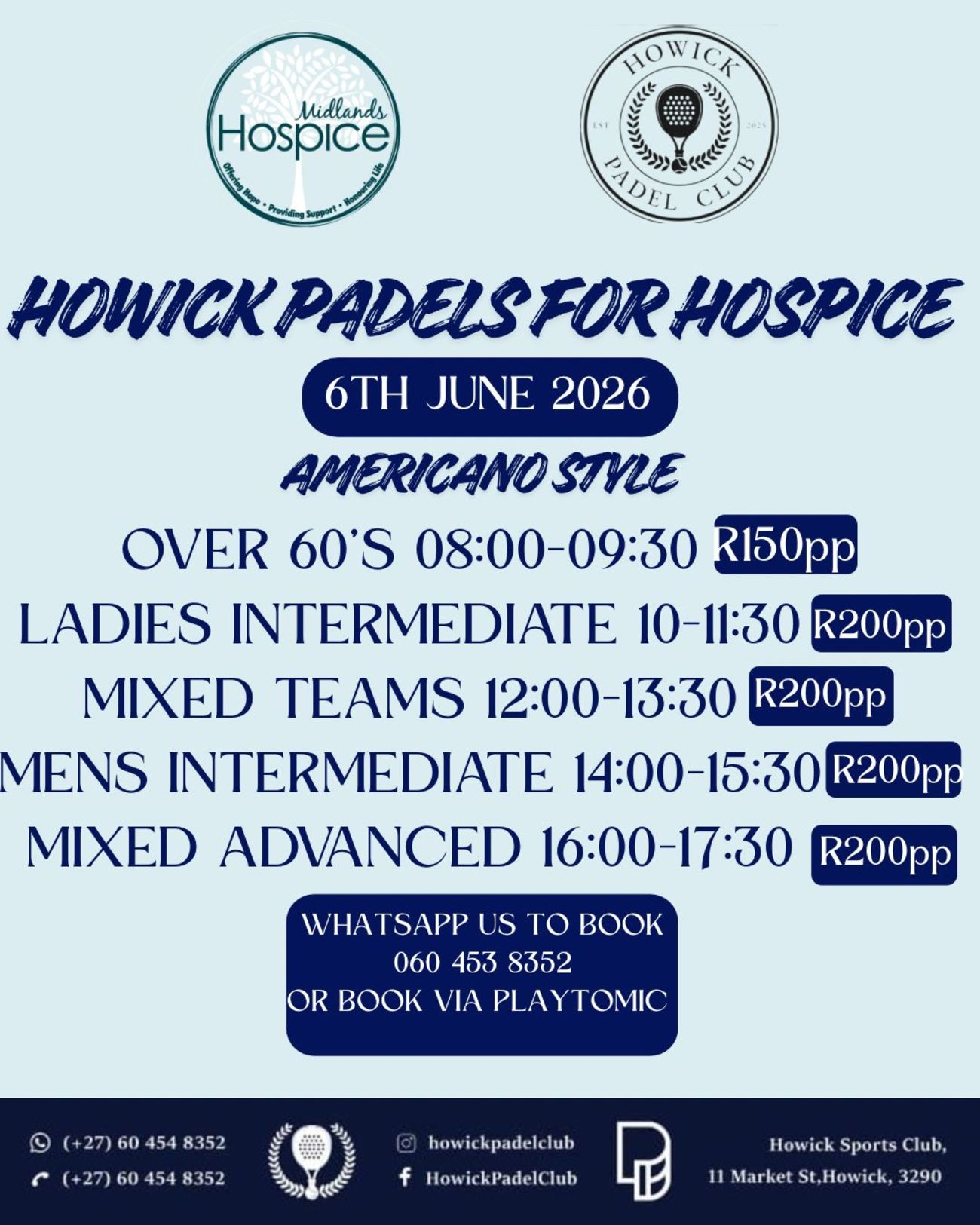 Howick Padel’s for Hospice Ladies Intermediate Americano 