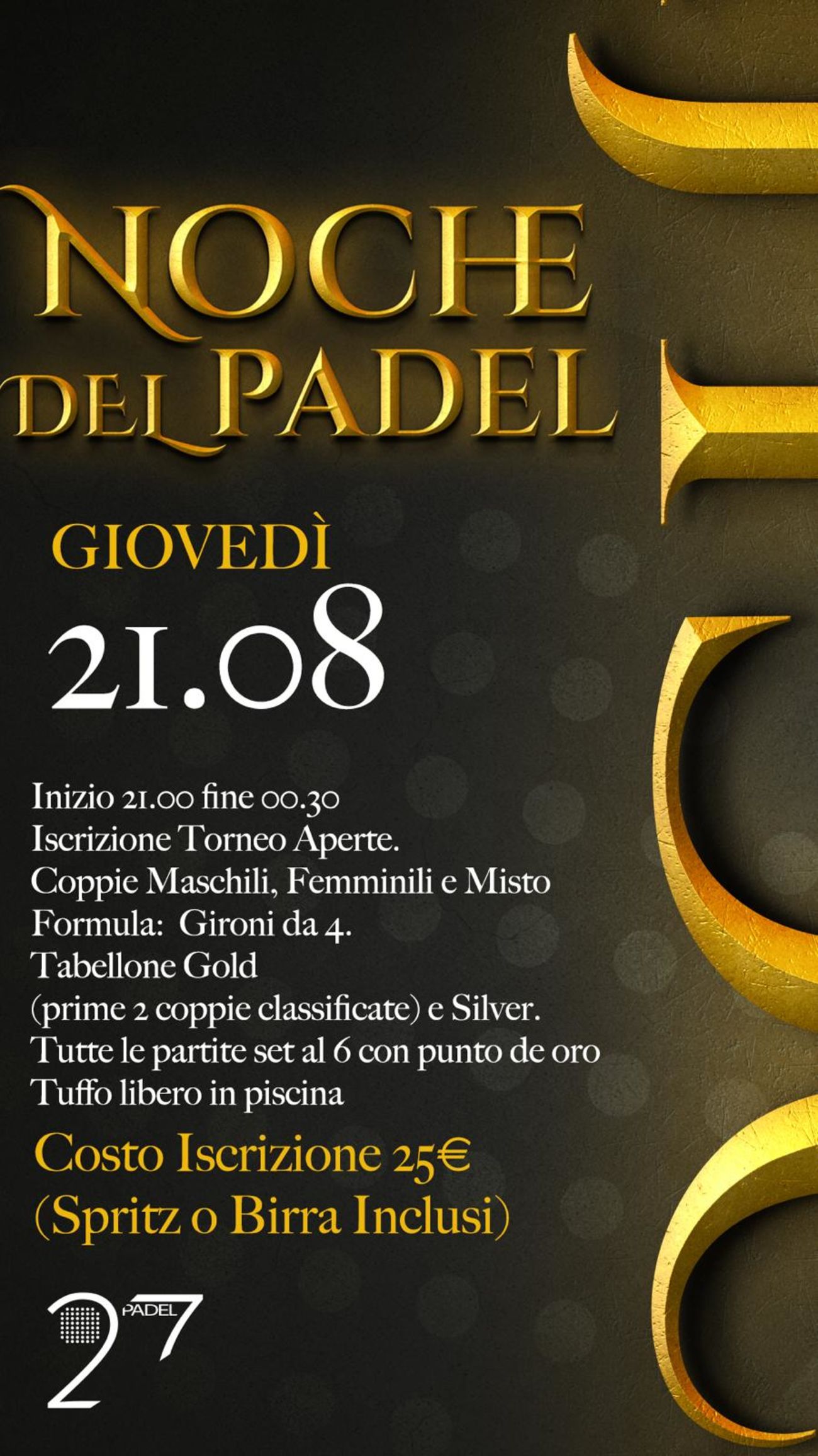 🌜21/08 LA NOCHE DE PADEL🌛