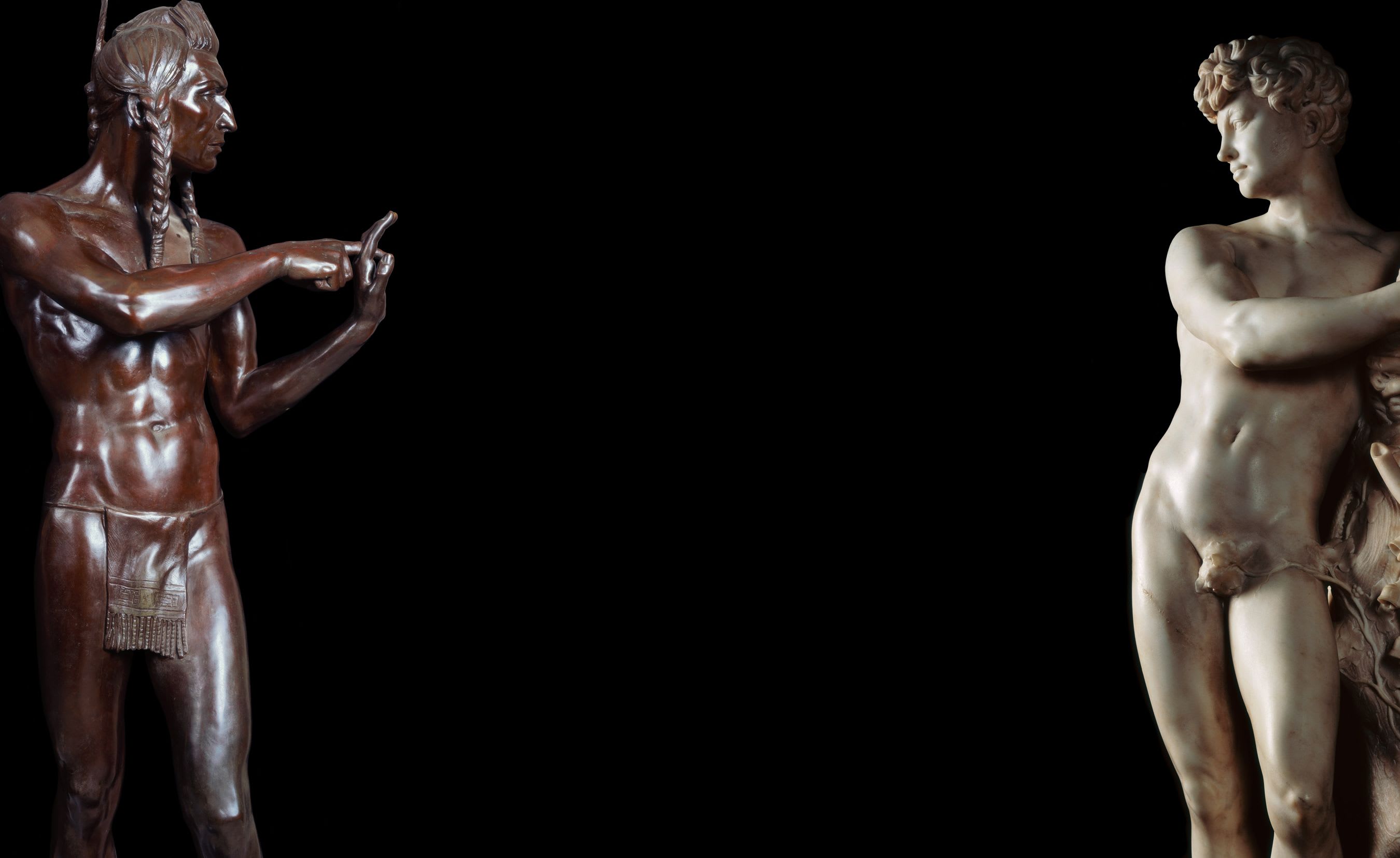 Image of an early 20th century soldier, crouching while wearing a gas mask, is pasted over the right side of an American Eagle ad. On the left side the same ad, a young male model crouches in front of a scenic road on the highway.