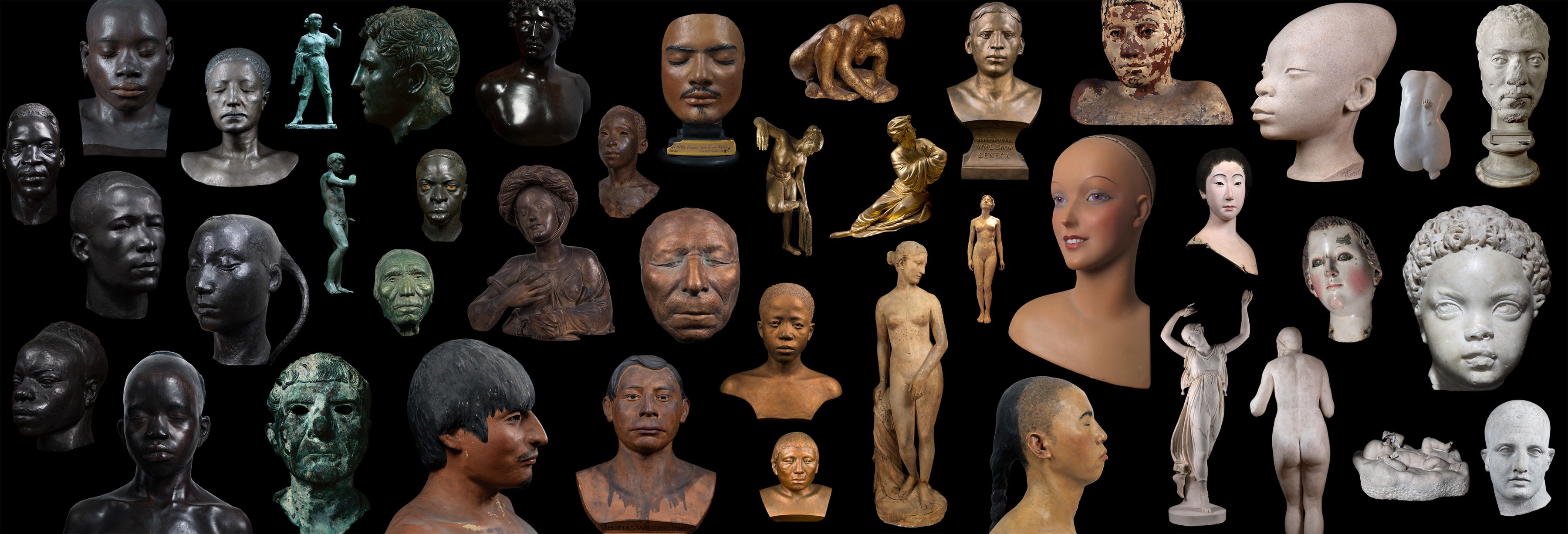 Black and white cut outs of two women stand at opposite ends of a yellow 'Please stand this far apart' sign inside Montrose subway station