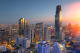 Thailand Aerial View of Cityscape with Mahanakorn Tower at Sunset - Bangkok, Thailand