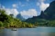 Moorea Boat in Cooks Bay with Moua Puta mountain in the background
