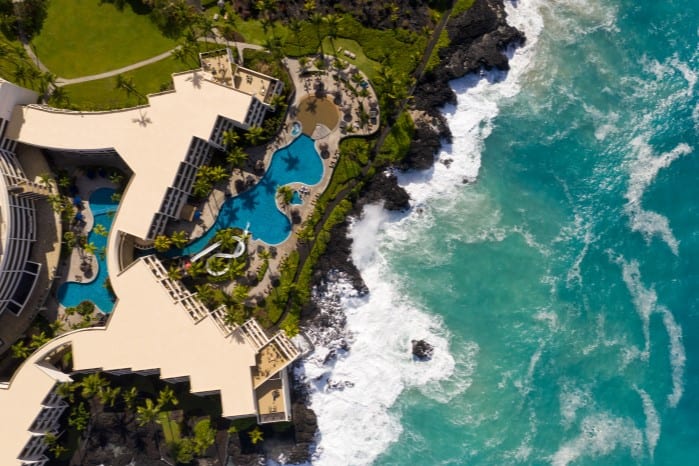 Balcony overlooking ocean at Outrigger Kona Resort and Spa