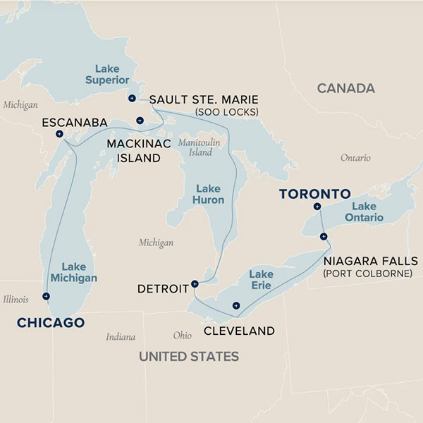 Victory Cruises Great Lakes Grand Discovery Cruise Map