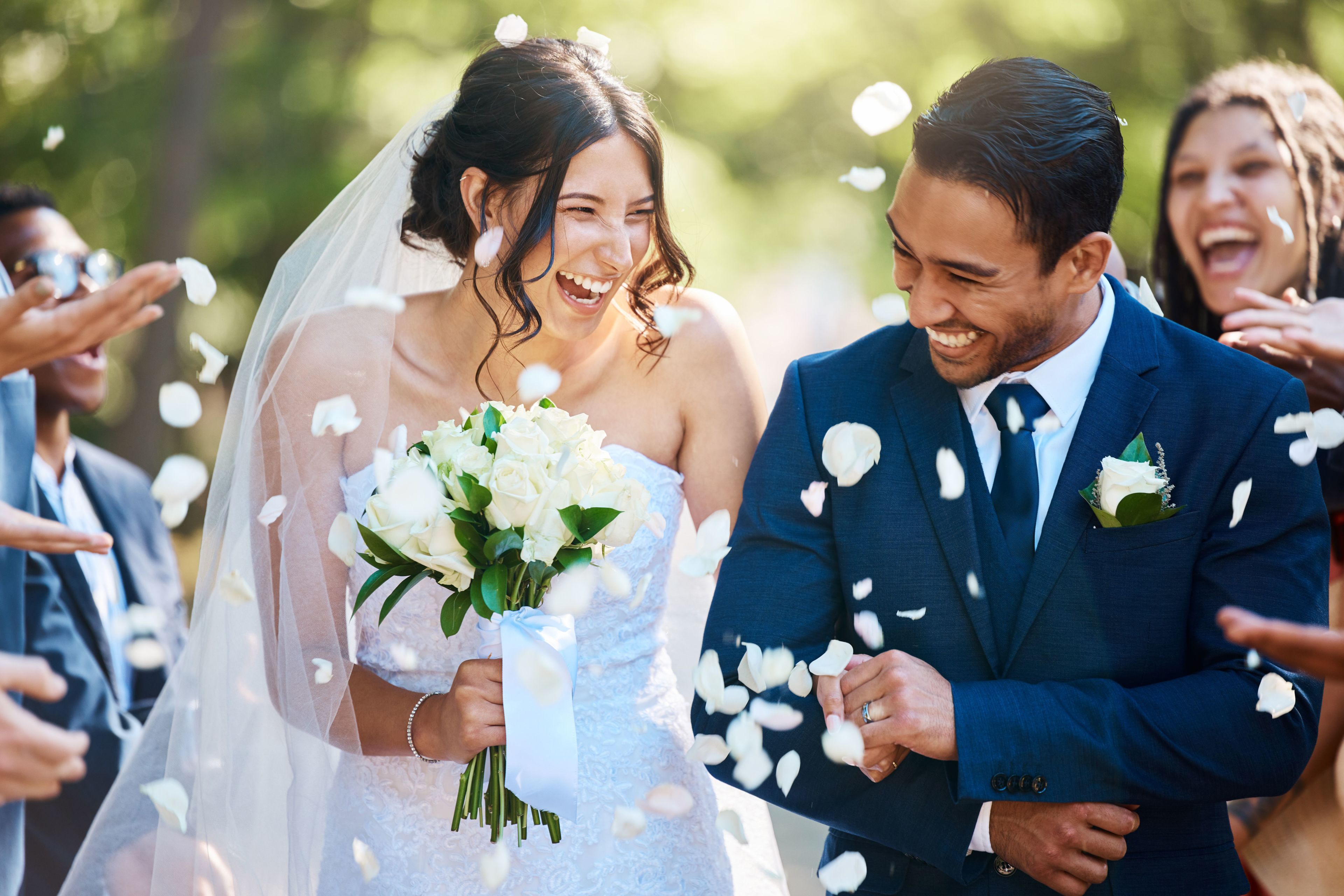 Happy couple getting married funded by personal finance