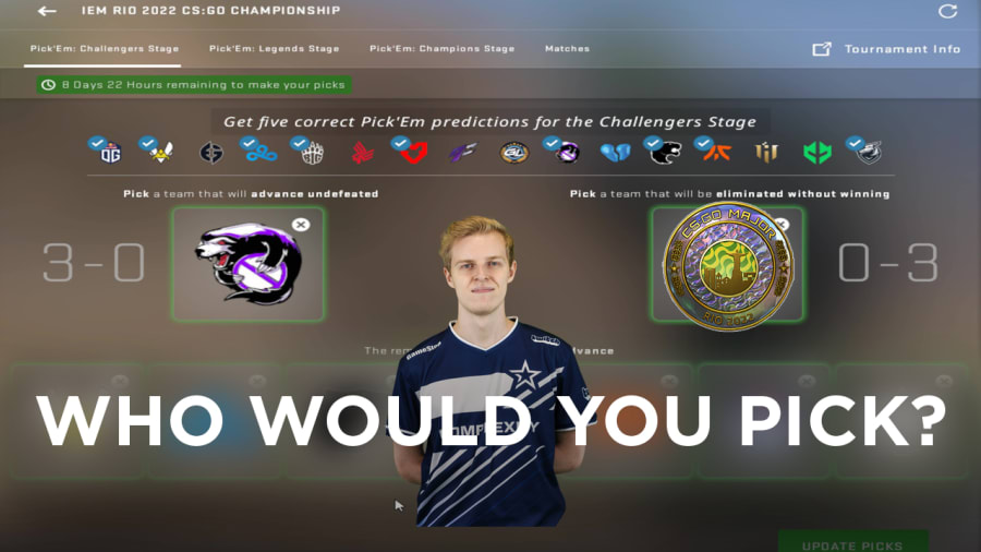 Pick'em Challenger Rio 2022 The Road to the Diamond Coin! Pley.gg