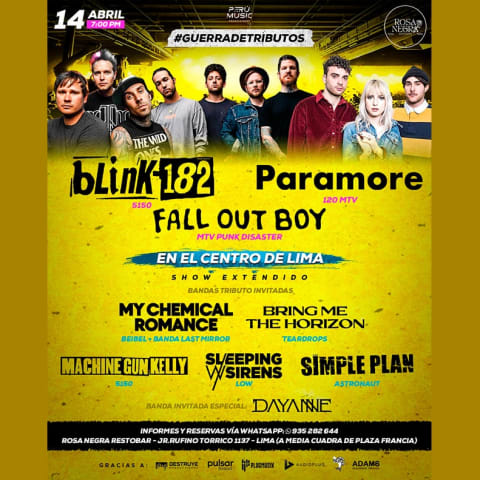 Guerra de Tributos: Blink 182 | Fall Out Boy | Paramore