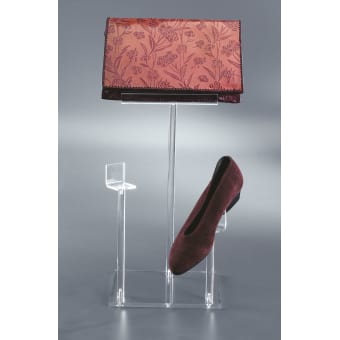 Plexiglass display for footwear and leather goods