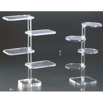 Plexiglass display with squared shelves