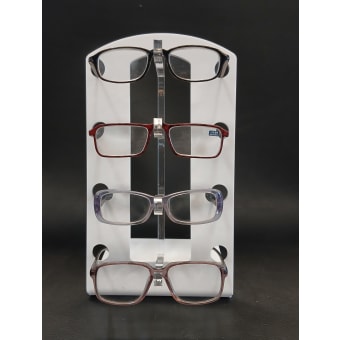 ESPOSITORE PER OCCHIALI IN PLEX 4 POSTI CM 17X29H.