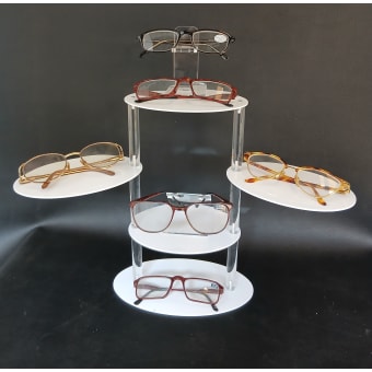 ESPOSITORE PER OCCHIALI 5 PIANI IN PLEXIGLASS BIANCO