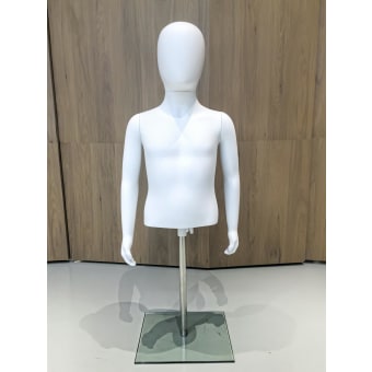 Torso bambino in plastica bianco, con braccia,  asta regolabile cm 40