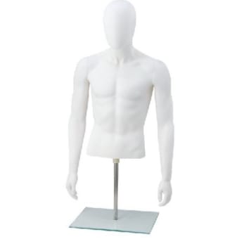 Torso uomo in plastica bianco con braccia, base con asta regolabile cm 40