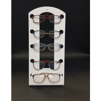 ESPOSITORE IN PLEX PER OCCHIALI 5 POSTI CM 17X37H.