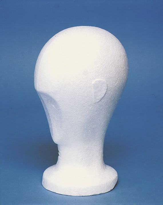 Rough polystyrene woman head