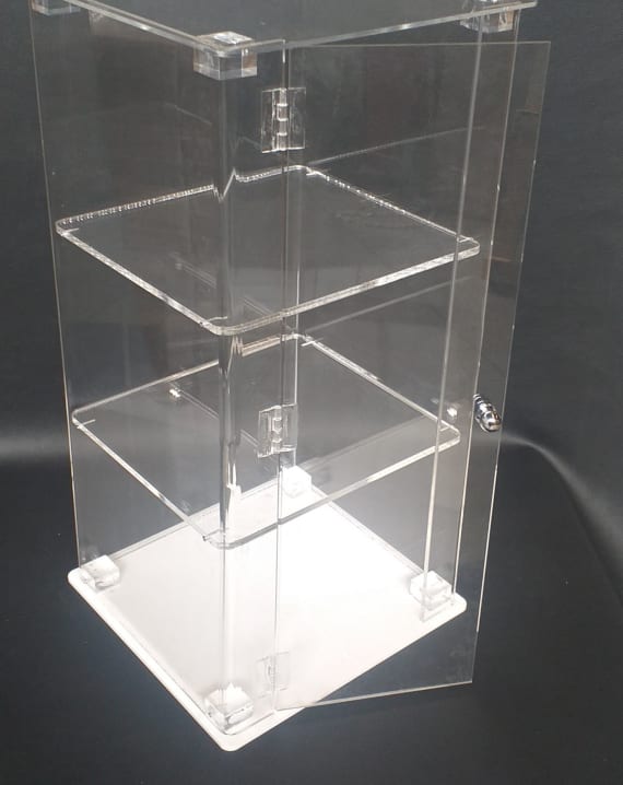 VETRINA IN PLEXIGLASS 2 PIANI CM 29X30X65H. - COPIA
