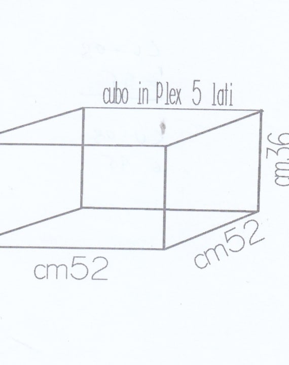 CUBO IN PLEXIGLASS TRASPARENTE CM 52X52X36H. SPESS 5MM  MISURE SPECIALI A RICHIESTA